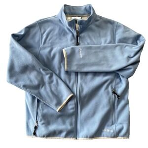 VTG LL Bean‎ Polartec Fleece Jacket Womens Large Blue Full Zip Sweater Windblock